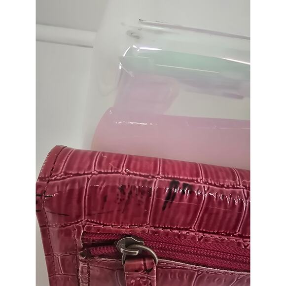 Guapoo Pink Crocodile Embossed Wallet Purse Faux Leather Long Clutch - Picture 3 of 8